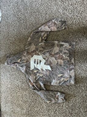 Primitive Beige Camo Hoodie with White Sherpa Lining